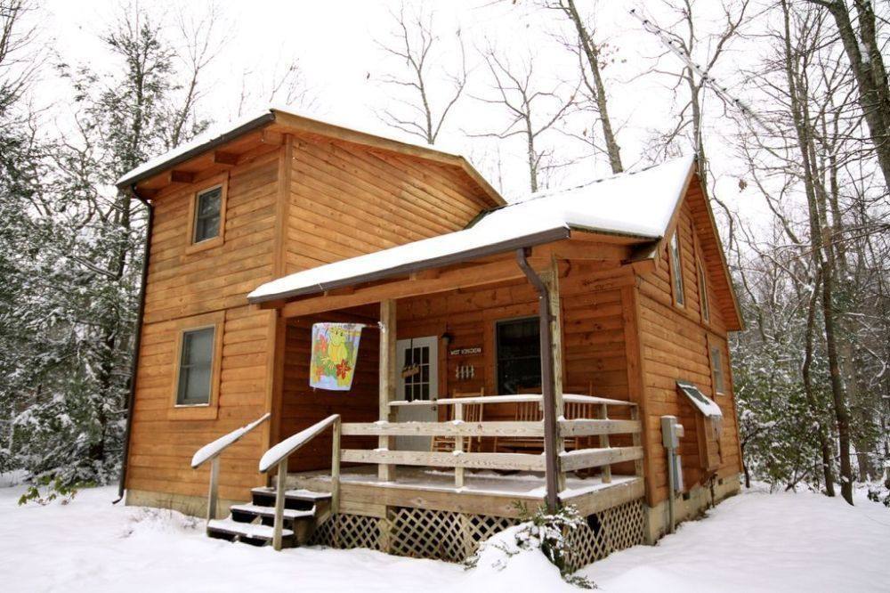 West Virginian Cabin Outside in Winter Snow