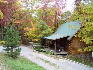 Cherokee Cabin Outside with Fall Leaves