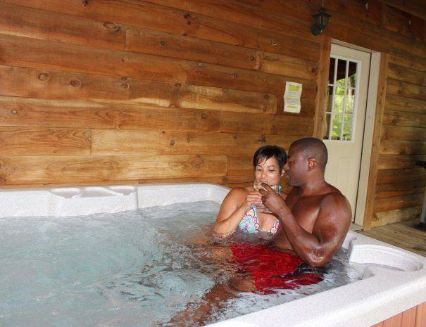 Country Road Cabins West Virginia Couple in Hot Tub