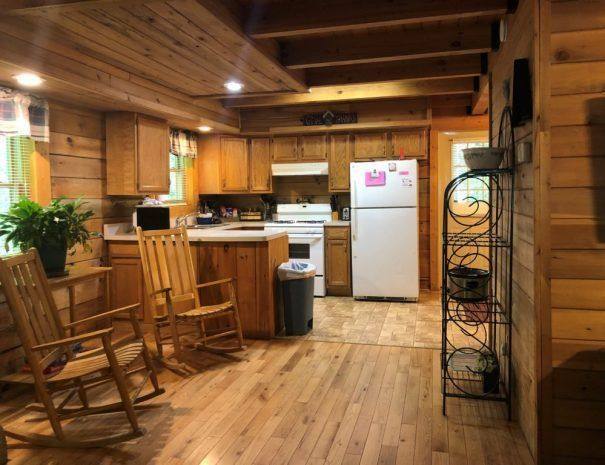 Appalachian Cabin Rocking Chairs and Kitchen
