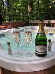 Hot Tub on Deck with Champagne