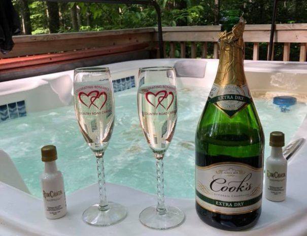 Hot Tub on Deck with Champagne