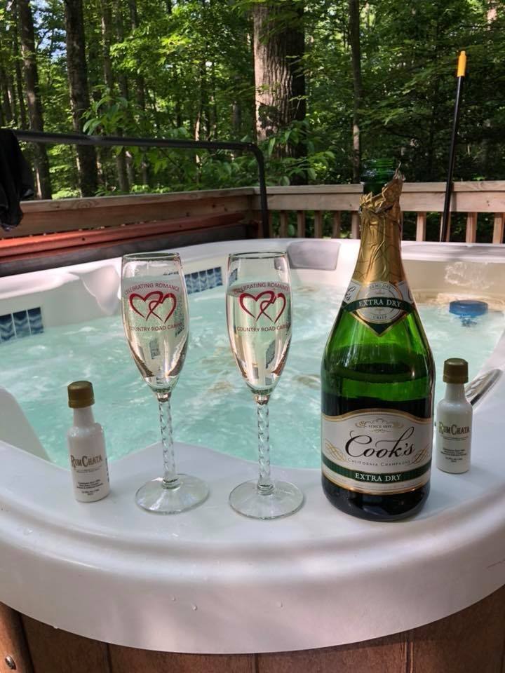 Hot Tub on Deck with Champagne
