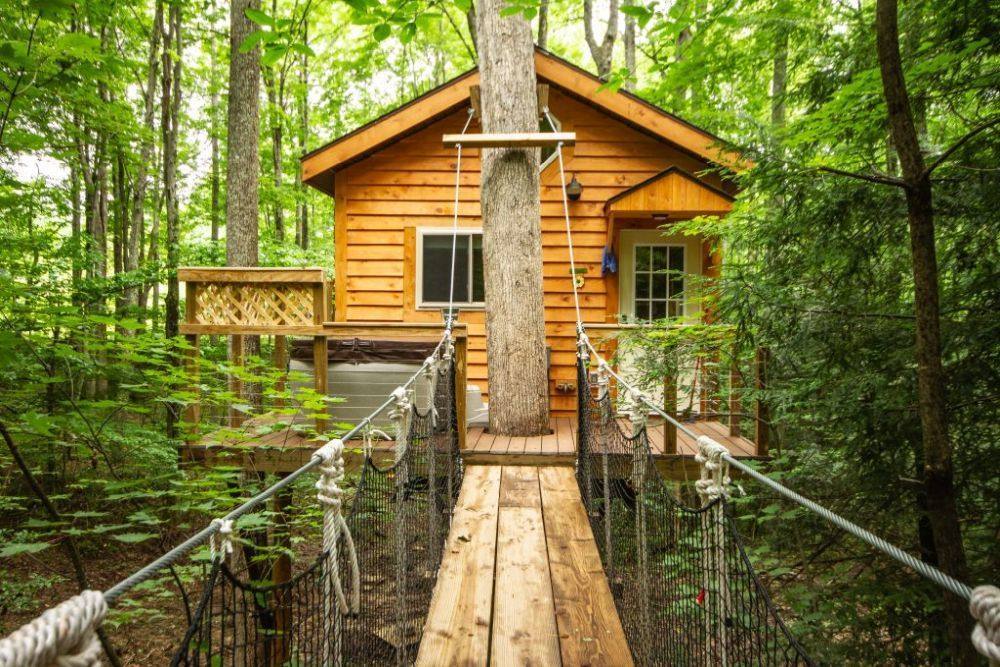 Tuscany Treehouse Cabin Outside with Walkway