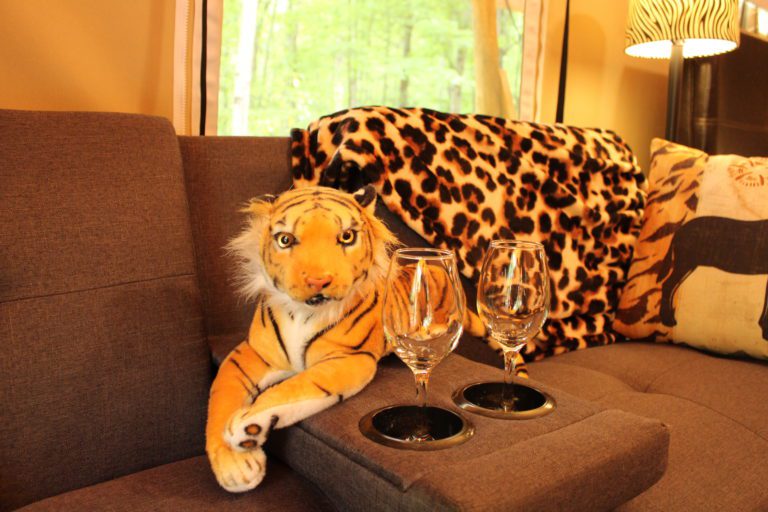Safari Sun Champagne Glasses and Tiger