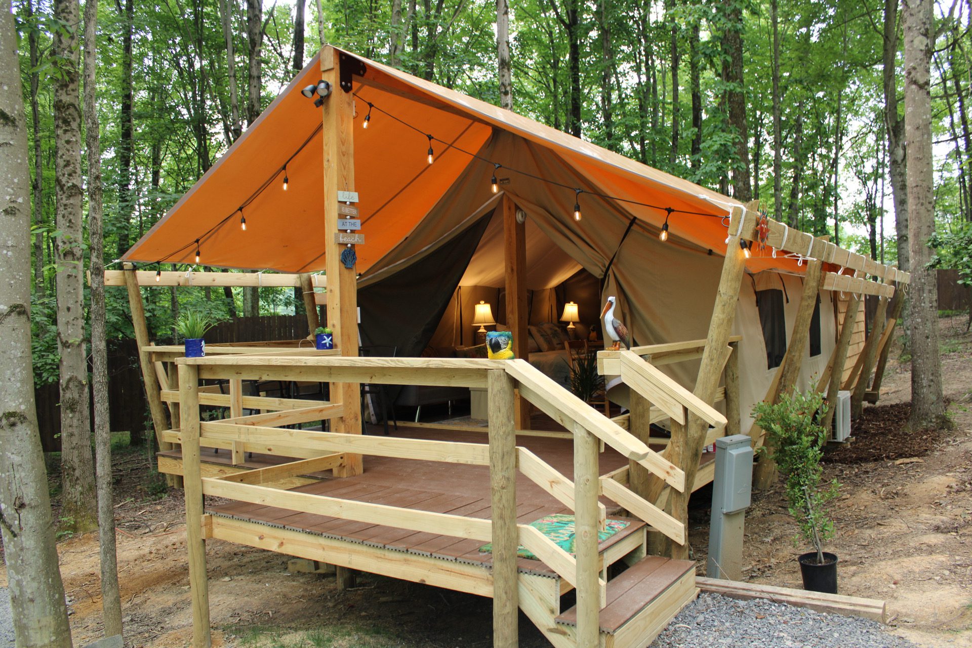 Tropical Sun Glamping Tent Outside