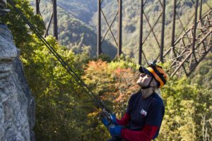 Fall rock climbing in the New River Gorge