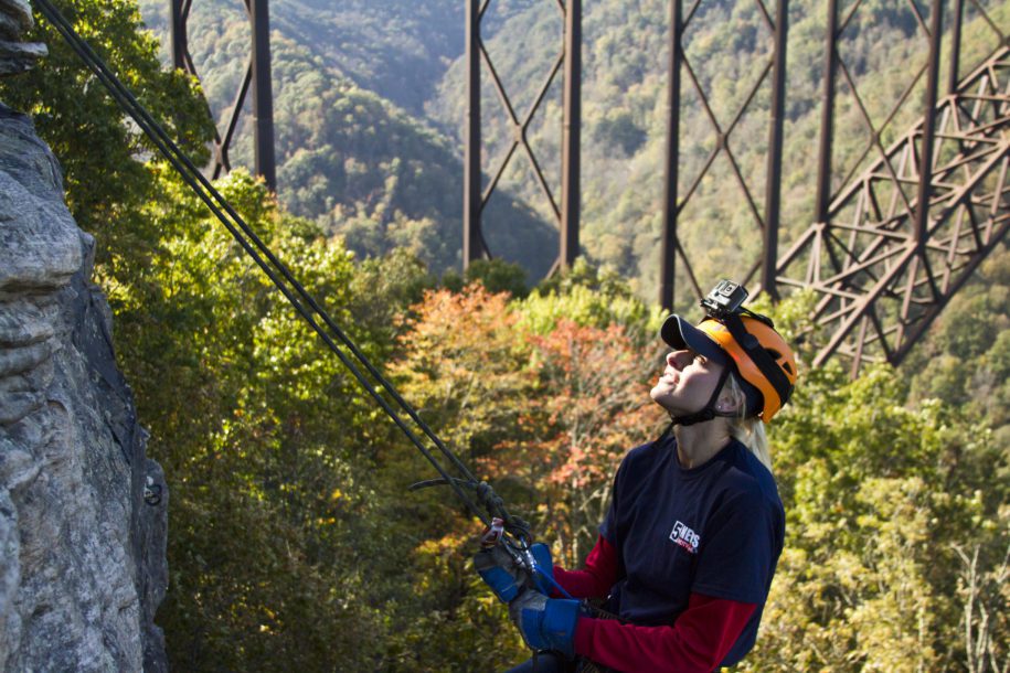 Fall rock climbing in the New River Gorge