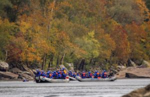 Fall whitewater rafting in the New River Gorge
